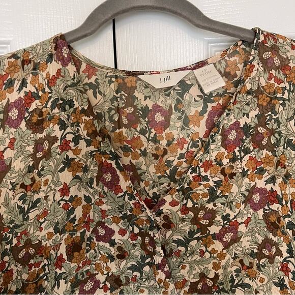 J.Jill Multicolored Floral Blouse Size LP - Picture 3 of 9